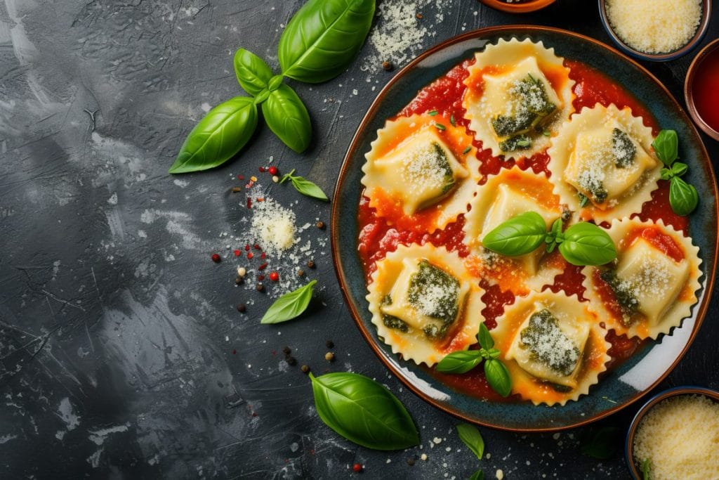 1. Tortellini w sosie pomidorowym ze szpinakiem