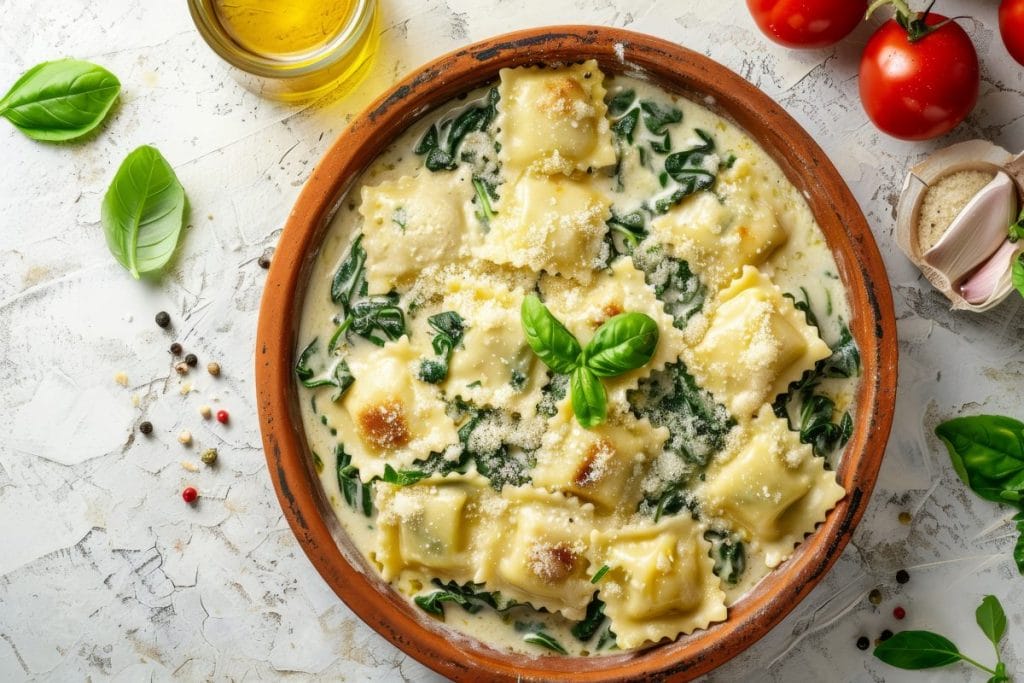3. Tortellini w śmietanowym sosie szpinakowym